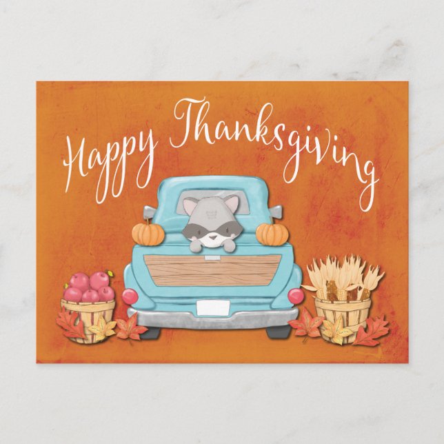Carte Postale Bon thanksgiving de camion Vintage de mange Fall (Devant)