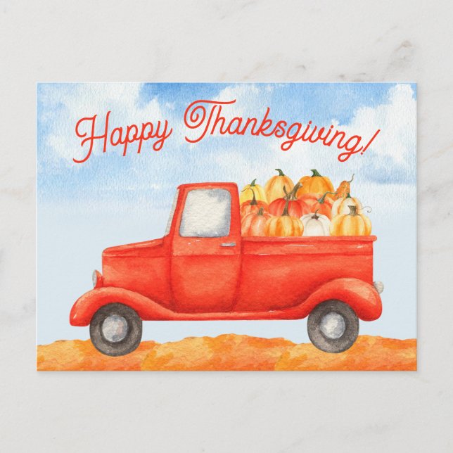 Carte Postale Bon thanksgiving de camions d'affaires de la récol (Devant)