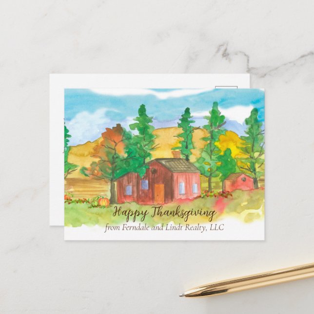 Carte Postale Bon thanksgiving de Realtor Red Country House (Devant/Arrière en situation)