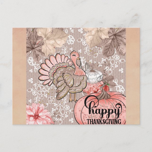 Carte Postale Bon thanksgiving fille mignonne Turquie (Devant)