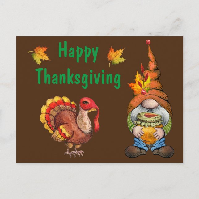 Carte Postale Bon thanksgiving Gnome (Devant)