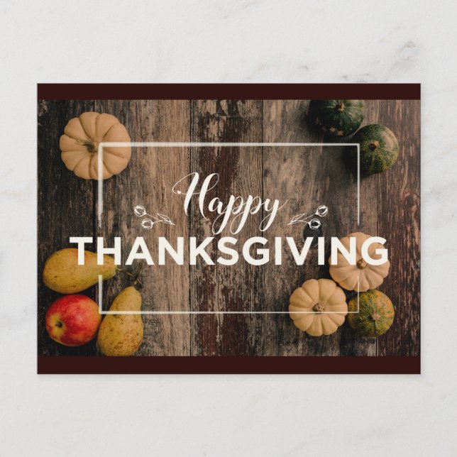 Carte Postale Bon thanksgiving Gourds sur bois rustique (Devant)