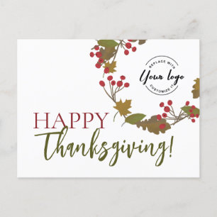 Carte Postale Bon thanksgiving Logo personnalisé Botanique autom