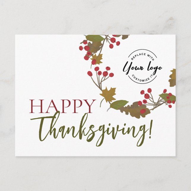 Carte Postale Bon thanksgiving Logo personnalisé Botanique autom (Devant)