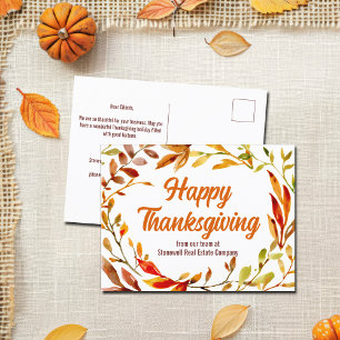 Carte Postale Bon thanksgiving personnalisé Société Feuilles d'a