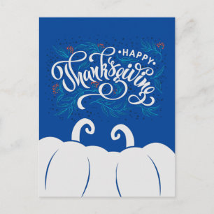 Carte Postale Bon thanksgiving texte élégant avec Citrouille mig