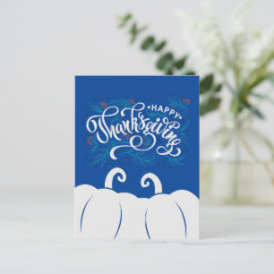 Carte Postale Bon thanksgiving texte élégant avec Citrouille mig