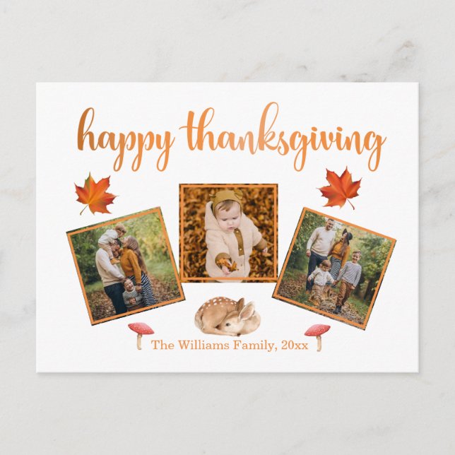 Carte Postale bon thanksgiving vacances 3 photos collage chic (Devant)