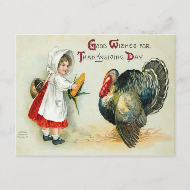 Carte Postale Bon voeux pour la journée de Thanksgiving (Devant)