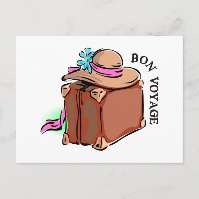 Carte Postale Bon Voyage, faites un bon voyage ! Bagages et casq (Devant)