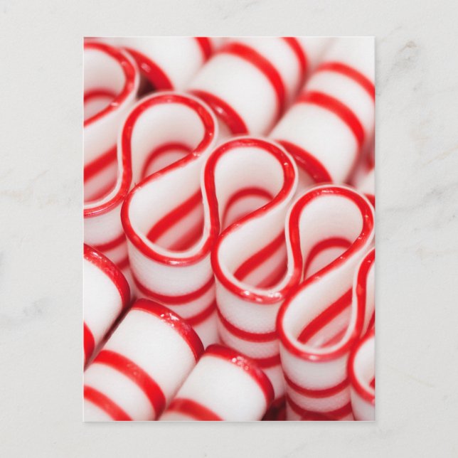 Carte Postale Bonbon à ruban rouge et blanc (Devant)