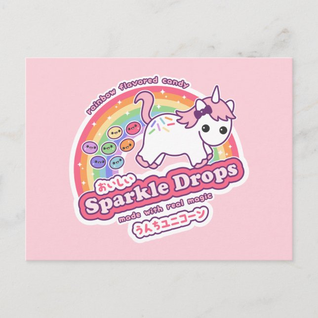 Carte Postale Bonbon de caca à licorne (Devant)