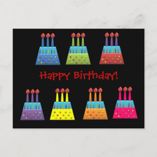 Carte Postale BonBon Party Rainbow Birthday Cakes