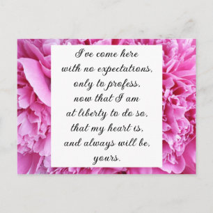 Carte Postale Bonbon Romantique Rose Floral Citation d'Amour de 