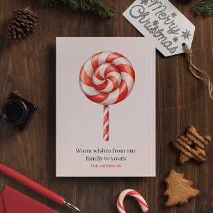 Carte Postale Bonbons de Noël Lolipop Joyeux Noël