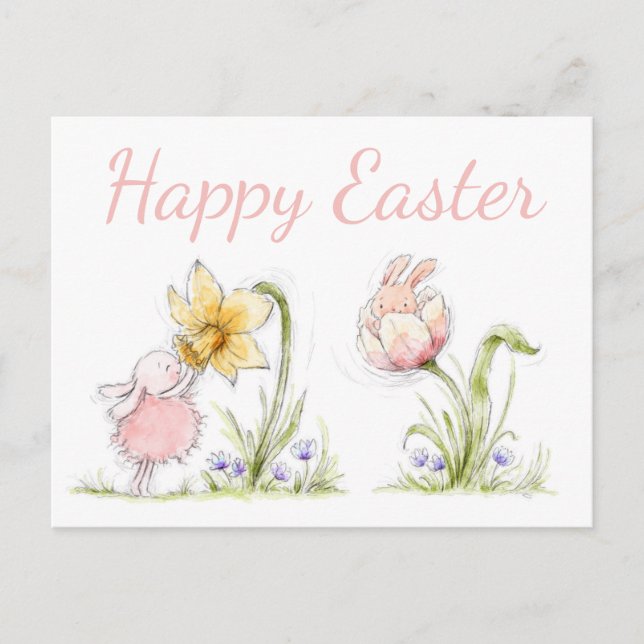 Carte Postale Boncs de Pâques et Daffodique (Devant)