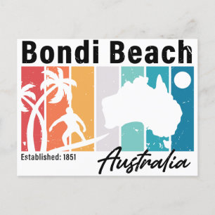 Carte Postale Bondi beach Australie Vintage Retro Souvenirs 80s
