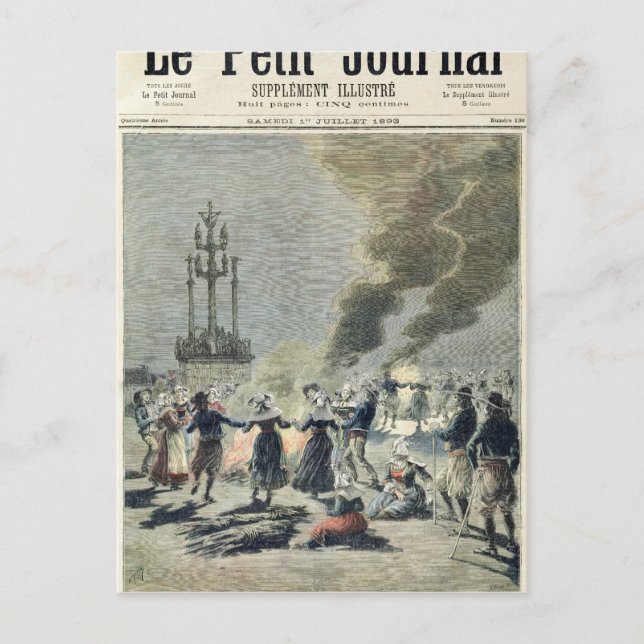 Carte Postale Bonfires allumé pour célébrer le solstice d'été à (Devant)