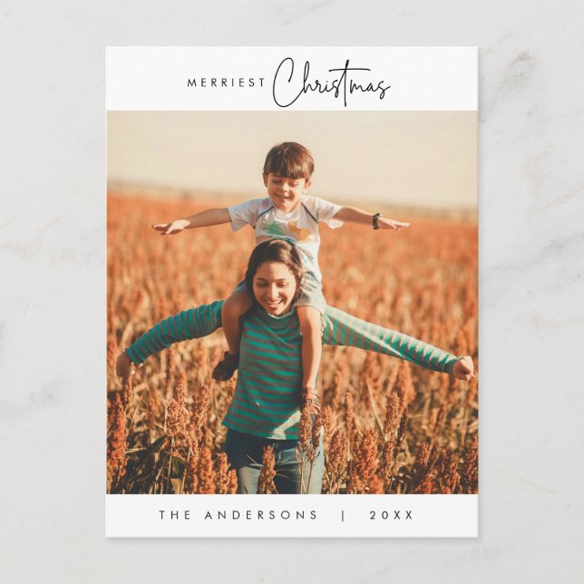 Carte Postale Bonheur Salutation Merriest Christmas Family Photo (Devant)