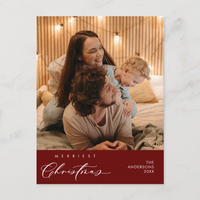 Carte Postale Bonheur Salutation Merriest Christmas Family Photo (Devant)