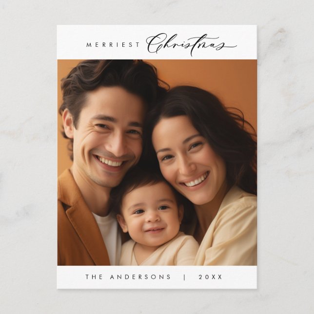 Carte Postale Bonheur Salutation Merriest Christmas Family Photo (Devant)