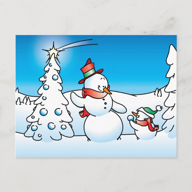 Carte Postale Bonhomme de neige (Devant)