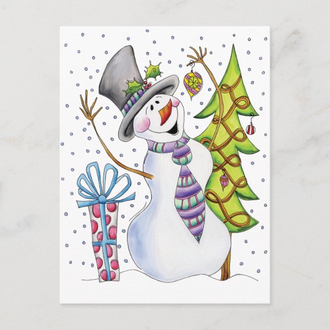 Carte Postale Bonhomme de neige (Devant)