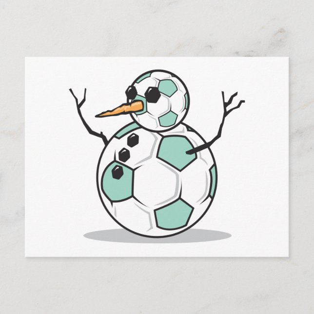 Carte Postale bonhomme de neige à balle de football (Devant)