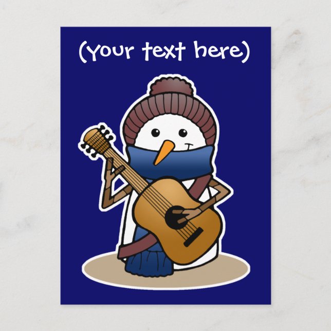 Carte Postale Bonhomme de neige avec la guitare (Devant)