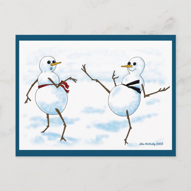 Carte Postale bonhomme de neige de Taekwondo (Devant)