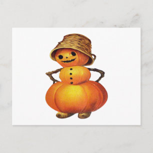 Carte Postale Bonhomme de neige en citrouille (Carte de Hallowee