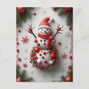 Carte Postale 🎄 Bonhomme de neige Hiver Pin Magie ❄️ Fête