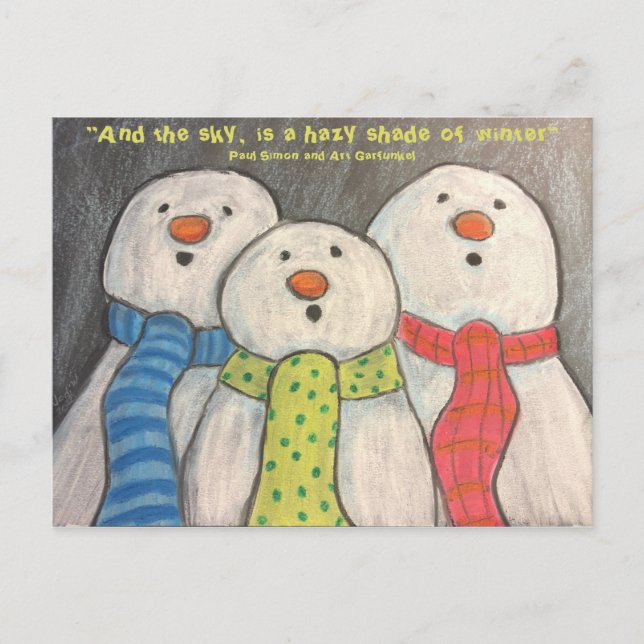 Carte postale Bonhommes de neige verso vierge (Devant)