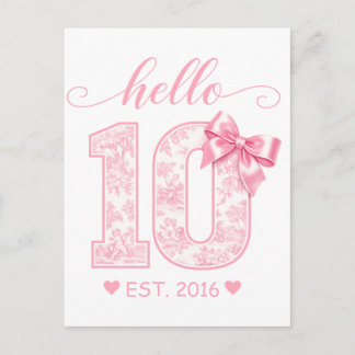 Carte Postale Bonjour 10 Anniversaire | Rose Bonjour 10 Année pe