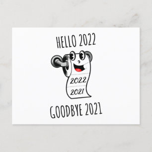 Carte Postale Bonjour 2022 Goodbye 2021 papier toilette