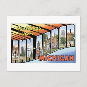 Carte Postale Bonjour à Ann Arbor, Michigan!
