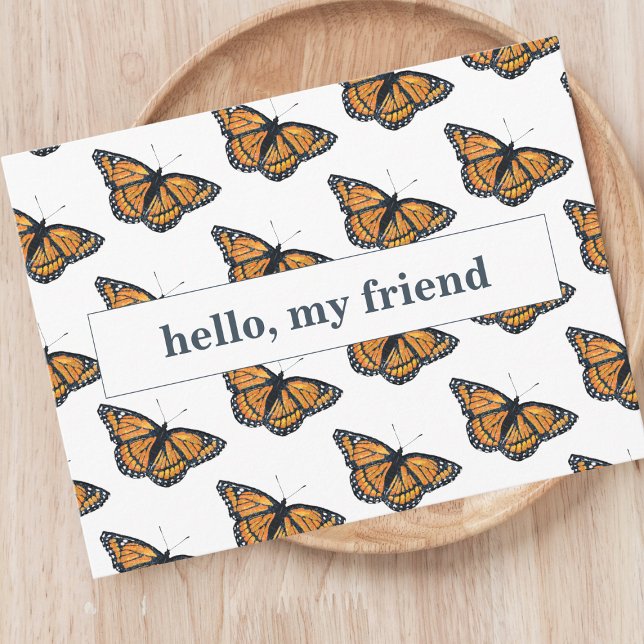 Carte Postale Bonjour ami Monarch Butterfly Blank (Créateur téléchargé)