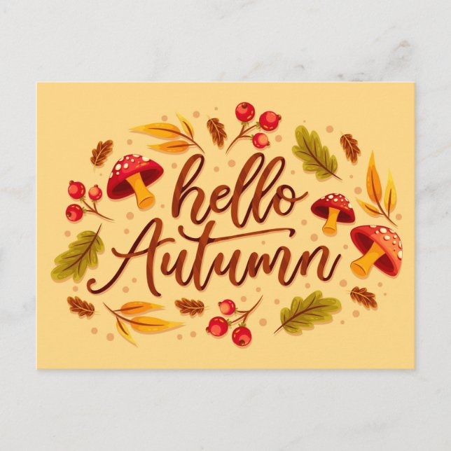 Carte Postale Bonjour Automne Champignon d'automne Couleur d'aut (Devant)