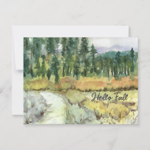 Carte Postale Bonjour Automne Randonnée Trail Mountain Landcape 