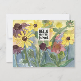 Carte Postale Bonjour Belle Ami Blessings Flower Garden