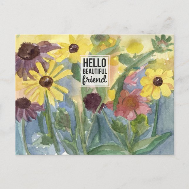 Carte Postale Bonjour Belle Ami Blessings Flower Garden (Devant)