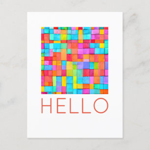 Carte Postale BONJOUR Colorful Art Abstrait Moderne Amusant