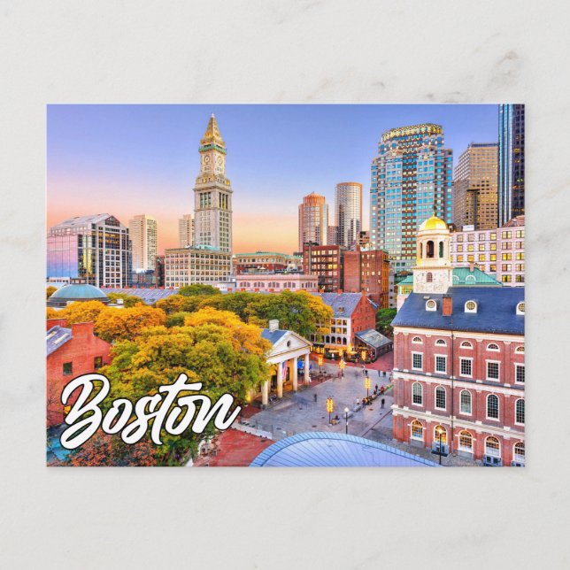 Carte Postale Bonjour De Boston, Massachusetts, États-Unis (Devant)