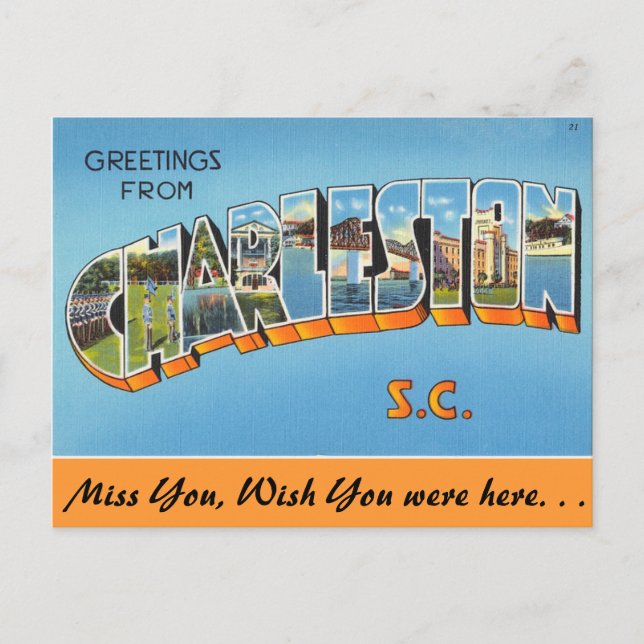Carte Postale Bonjour de Charleston (Devant)