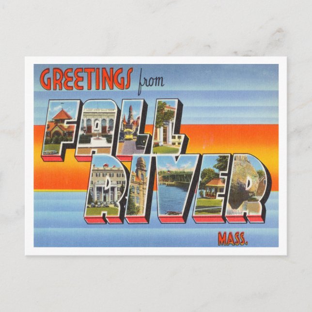 Carte Postale Bonjour de Fall River, Massachusetts Travel (Devant)