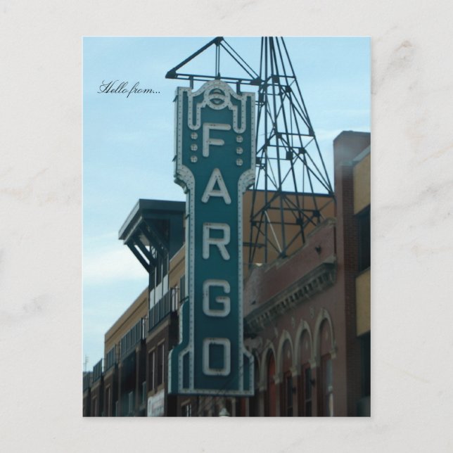 Carte Postale Bonjour de... Fargo, ND (Devant)