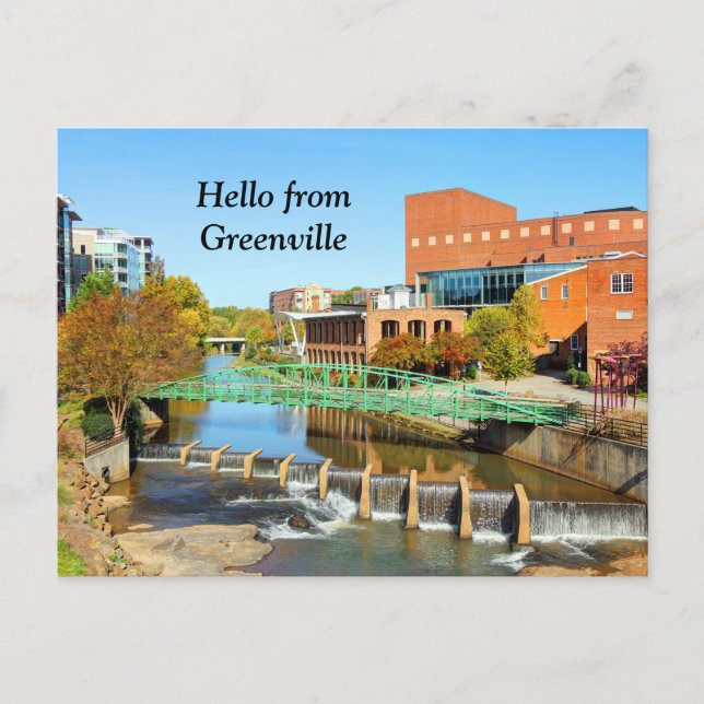 Carte Postale Bonjour de Greenville, Caroline du Sud Reedy River (Devant)