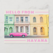 Bonjour de Havana Retro Pink Car & Architecture
