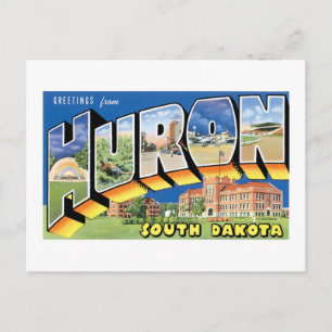 Carte Postale Bonjour de Huron, Dakota du Sud !  Retro
