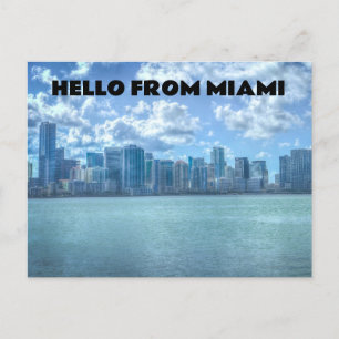 CARTE POSTALE BONJOUR DE MIAMI FLORIDA SKYLINE POSTCARTES